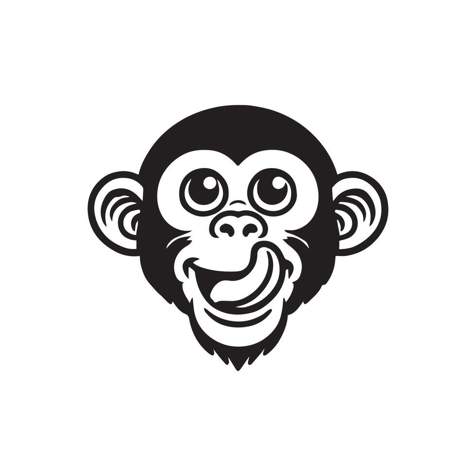 Monkey Face logo Design - Monkey Head Clipart illustration in black and white vector