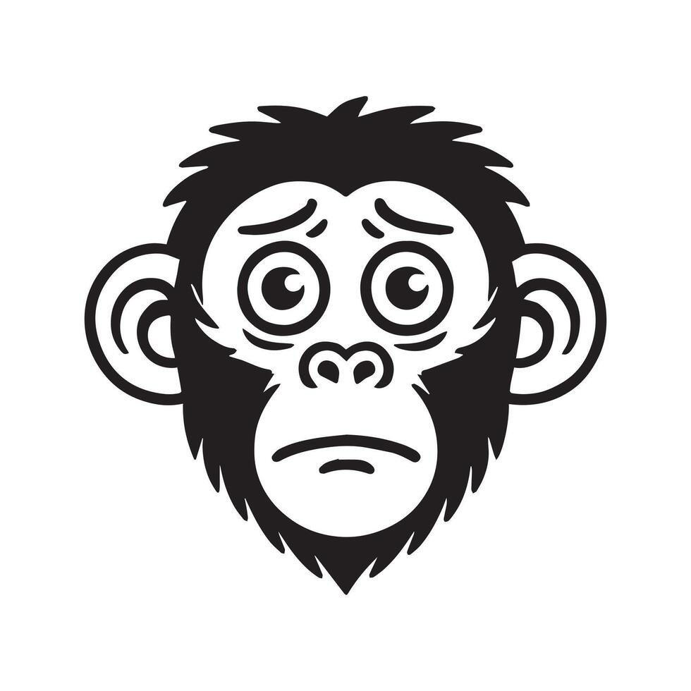 Monkey Face logo Design - Monkey Head Clipart illustration in black and white vector