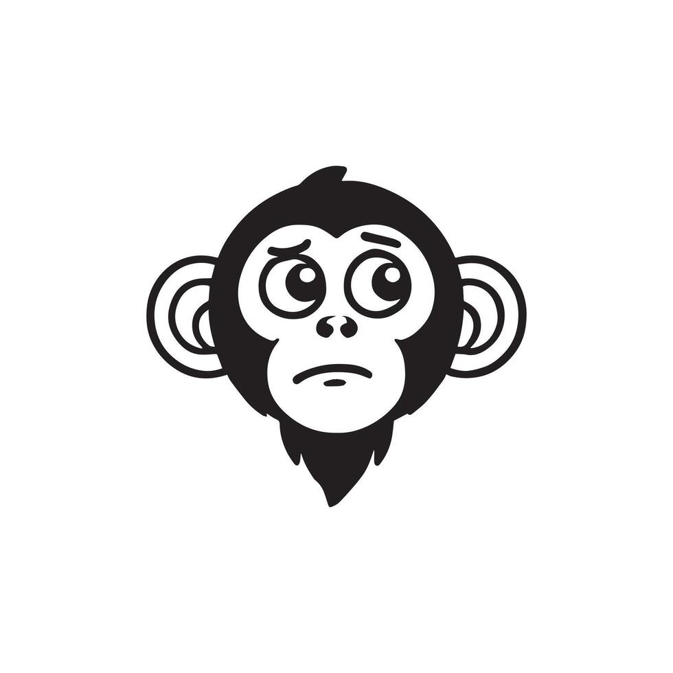 Monkey Face logo Design - Monkey Head Clipart illustration in black and white vector