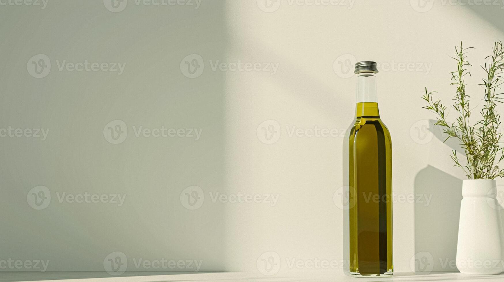 Olive oil bottle ad background with copyspace, vegetable oil commercial produce, food industry and retail photo