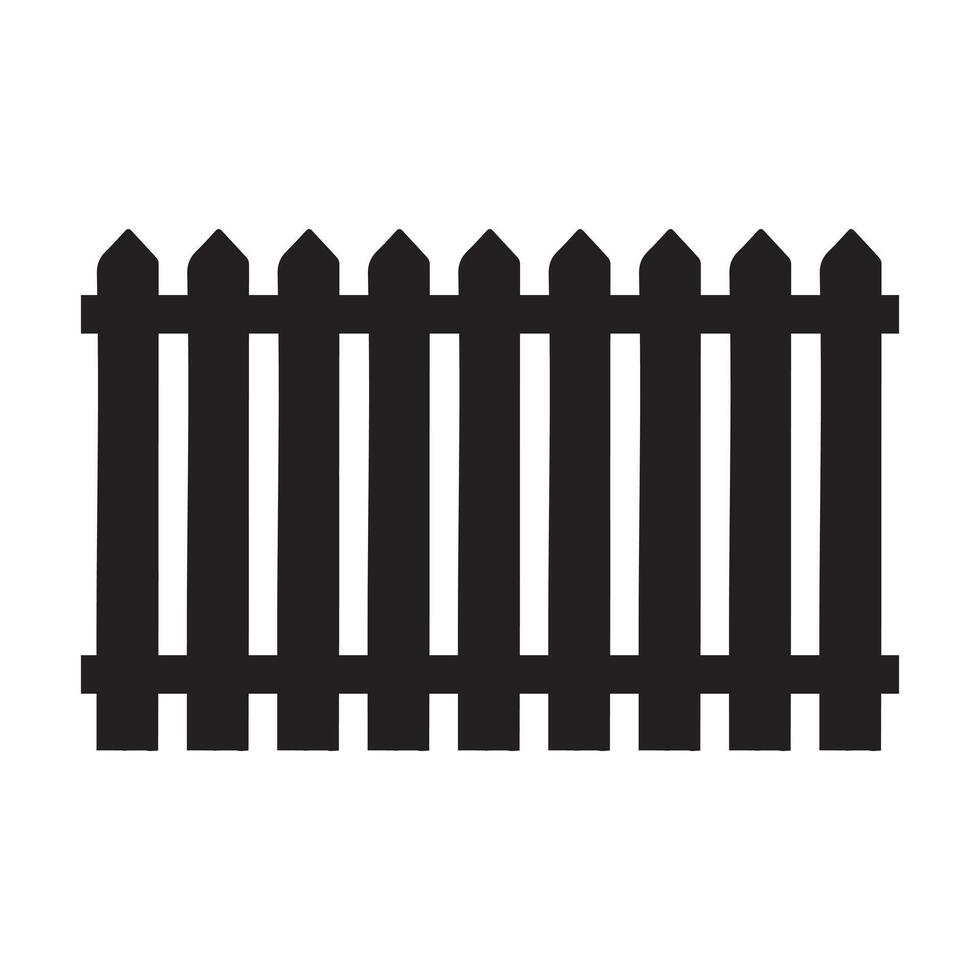 A Garden wooden fench silhouette - Gardening tool logo illustration - Garden clipart vector
