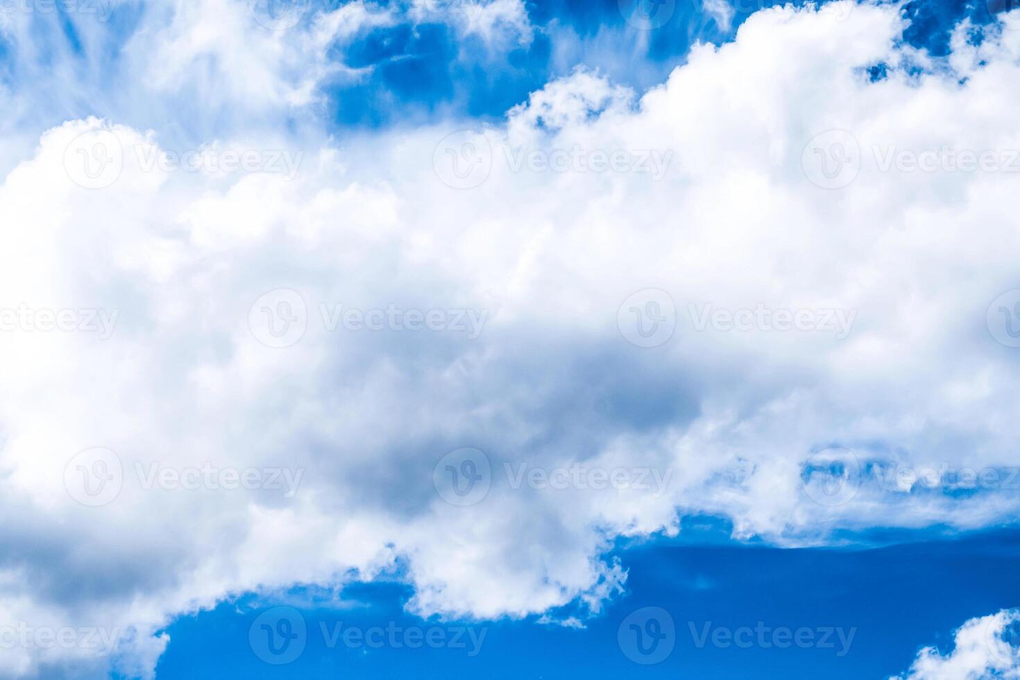 Blue sky background, white clouds and bright sunlight photo