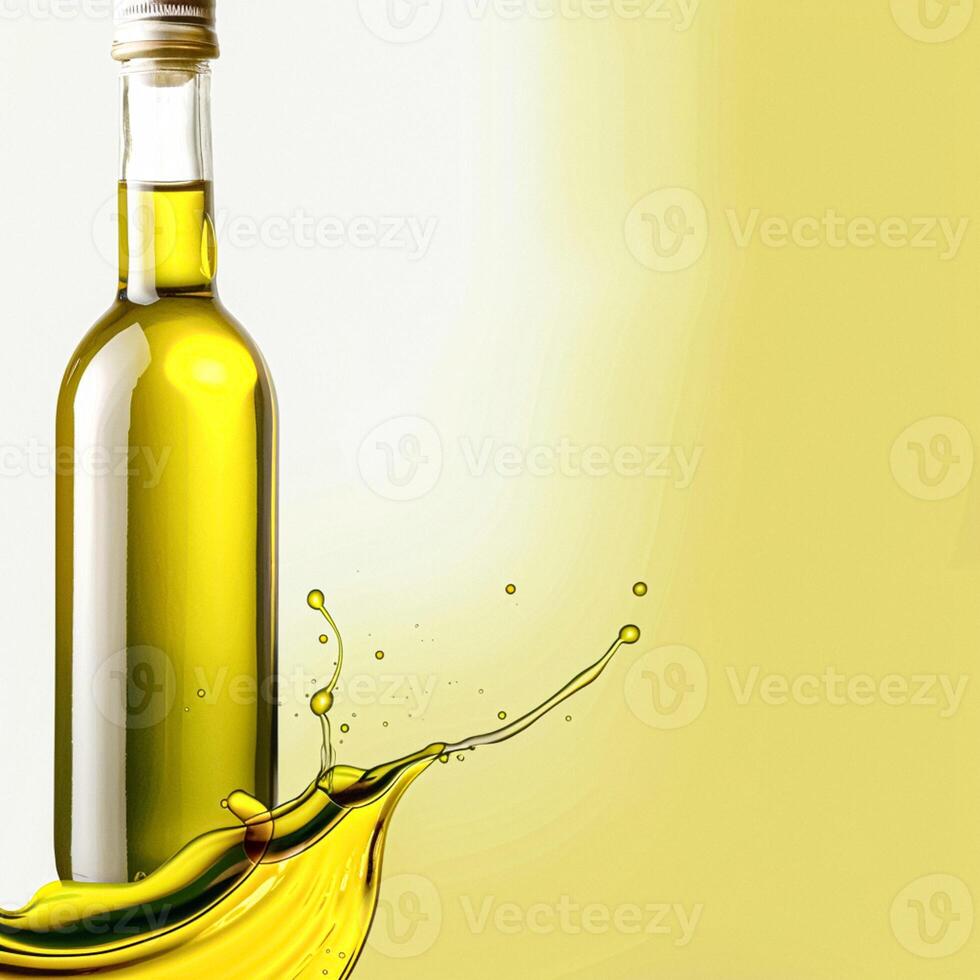 Olive oil bottle ad background with copyspace, vegetable oil commercial produce, food industry and retail photo