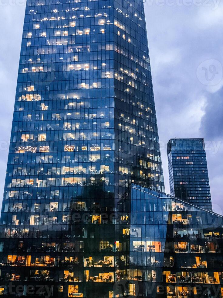 Windows of skyscrapers in the financial city center in Europe photo