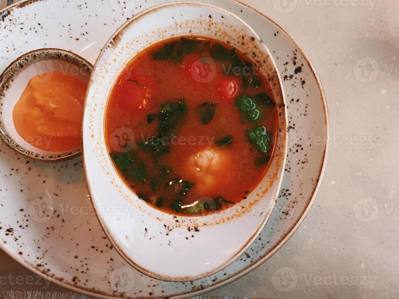 delicious soup - eating out and healthy recipes styled concept photo