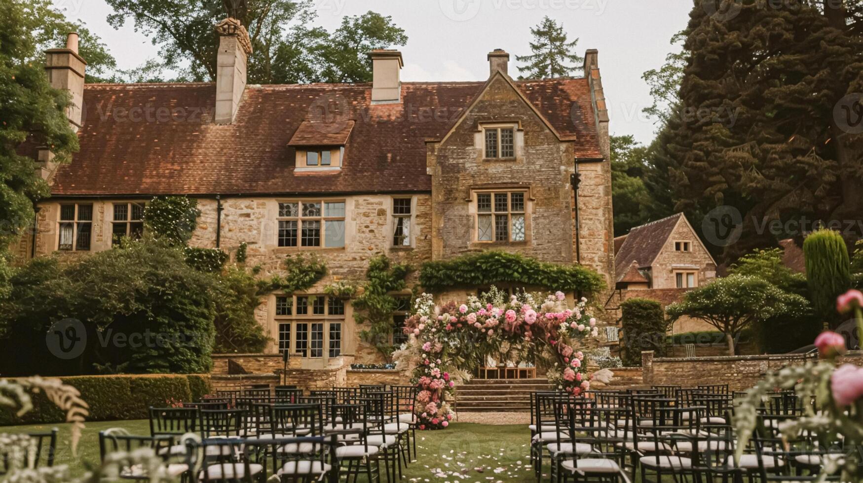 Wedding decoration with peonies, floral decor and event celebration, peony flowers and wedding ceremony in the garden, English country style photo