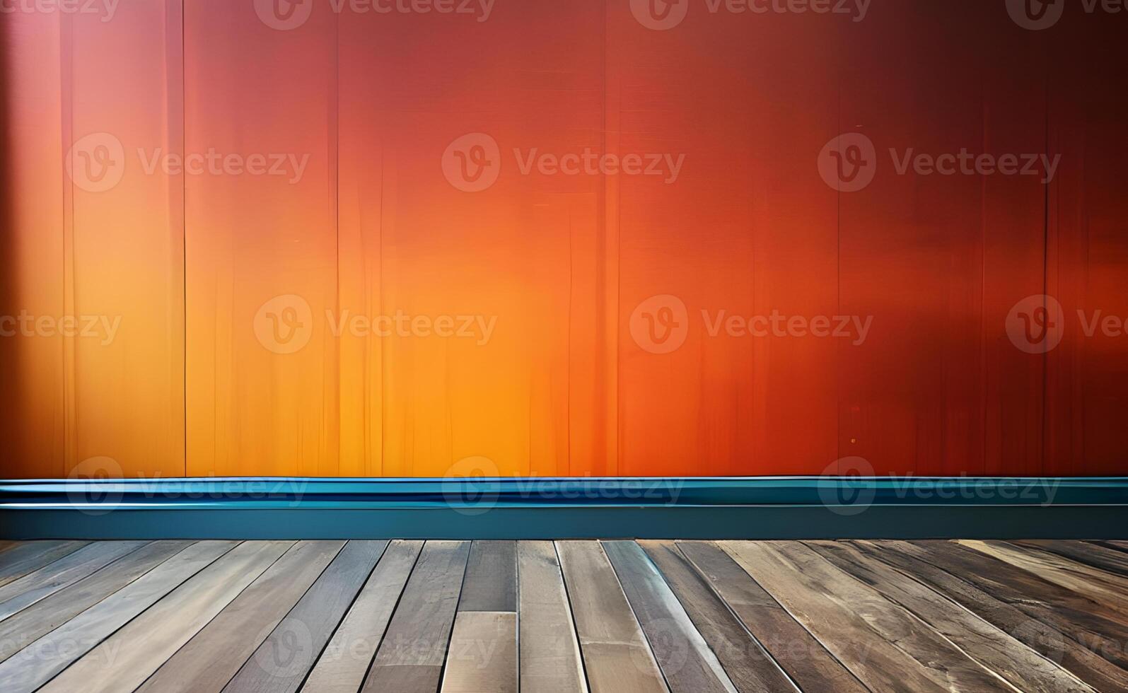 Empty wall background for presentation of painted textured wooden flooring products photo