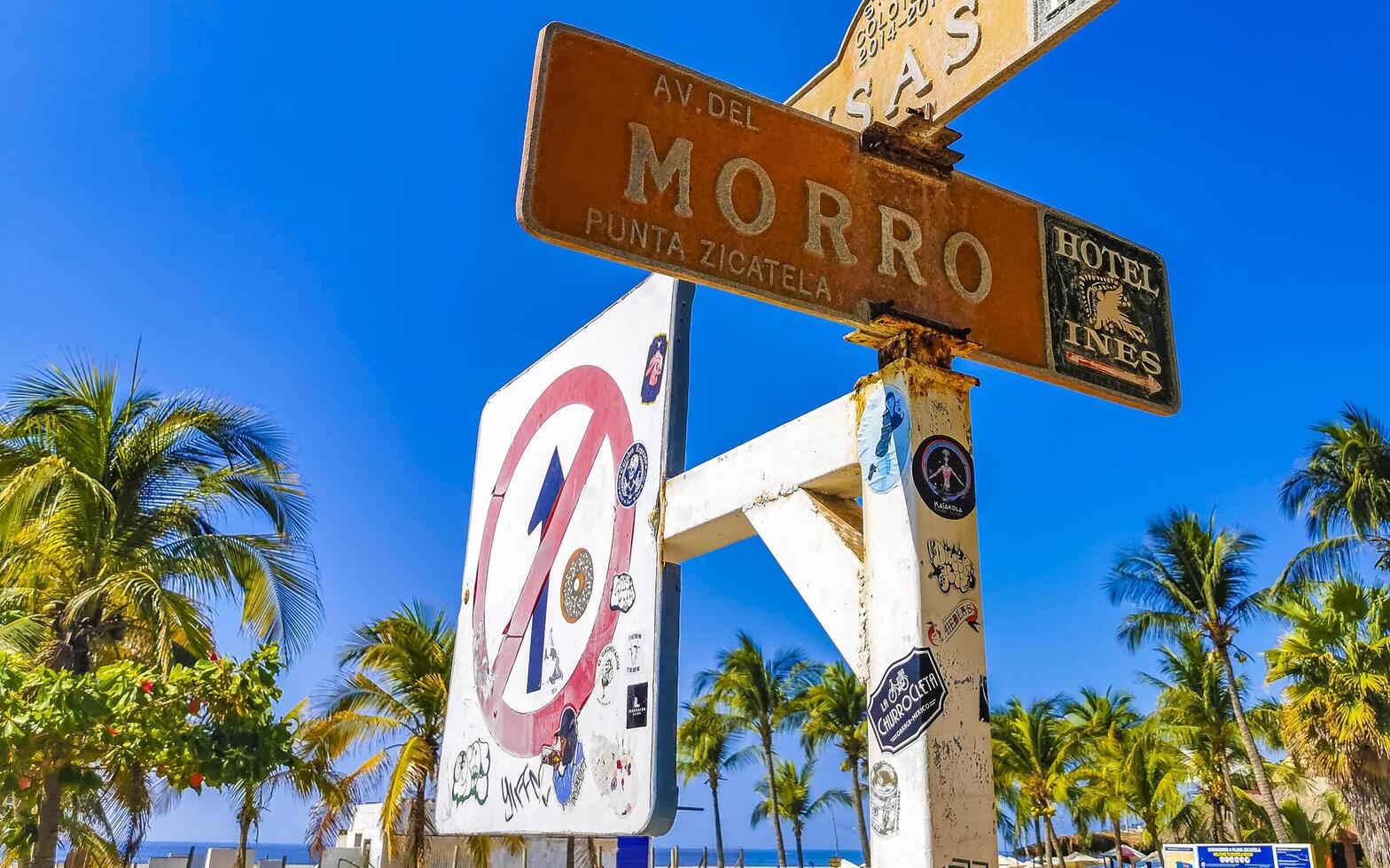 Puerto Escondido Oaxaca Mexico 2023 Road street signs name streets