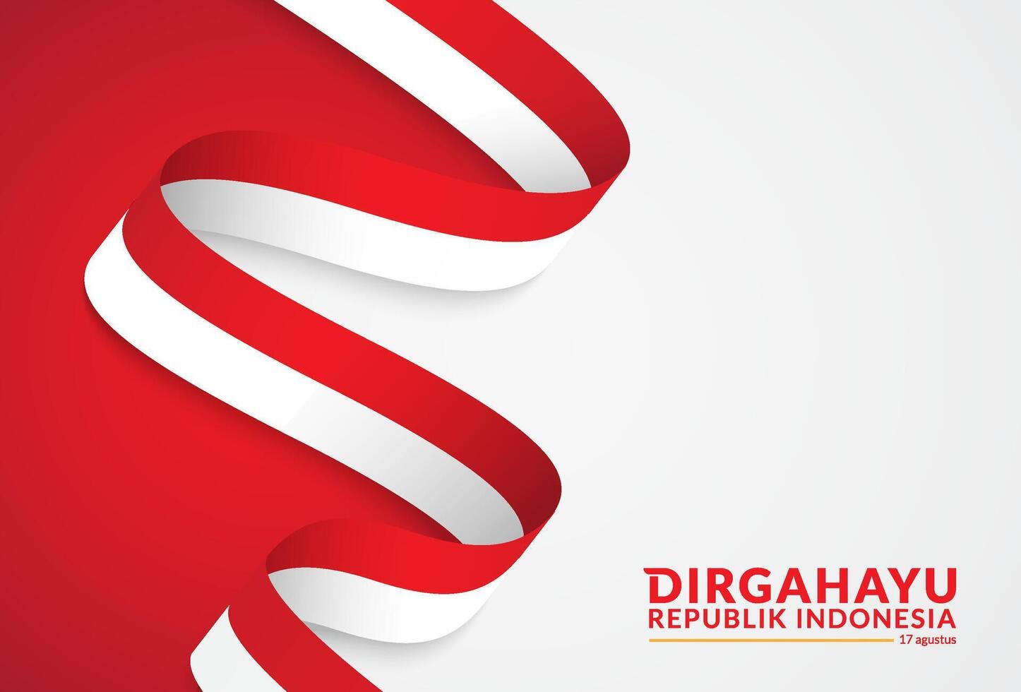 17 August. Indonesia Happy Independence Day greeting card. Waving indonesian flags isolated on white background. vector