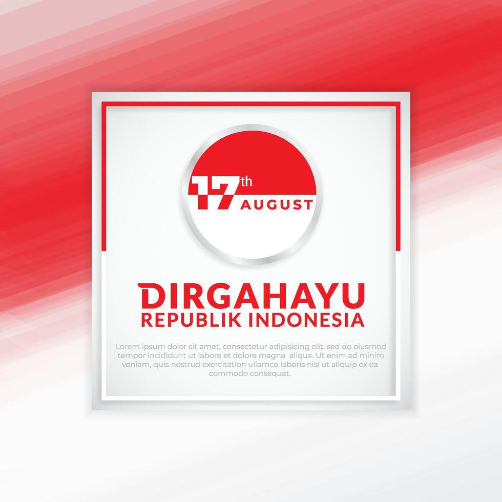 August 17th. Happy Indonesian Independence Day greeting card with square frame. banners, and logos texture backgrounds vector