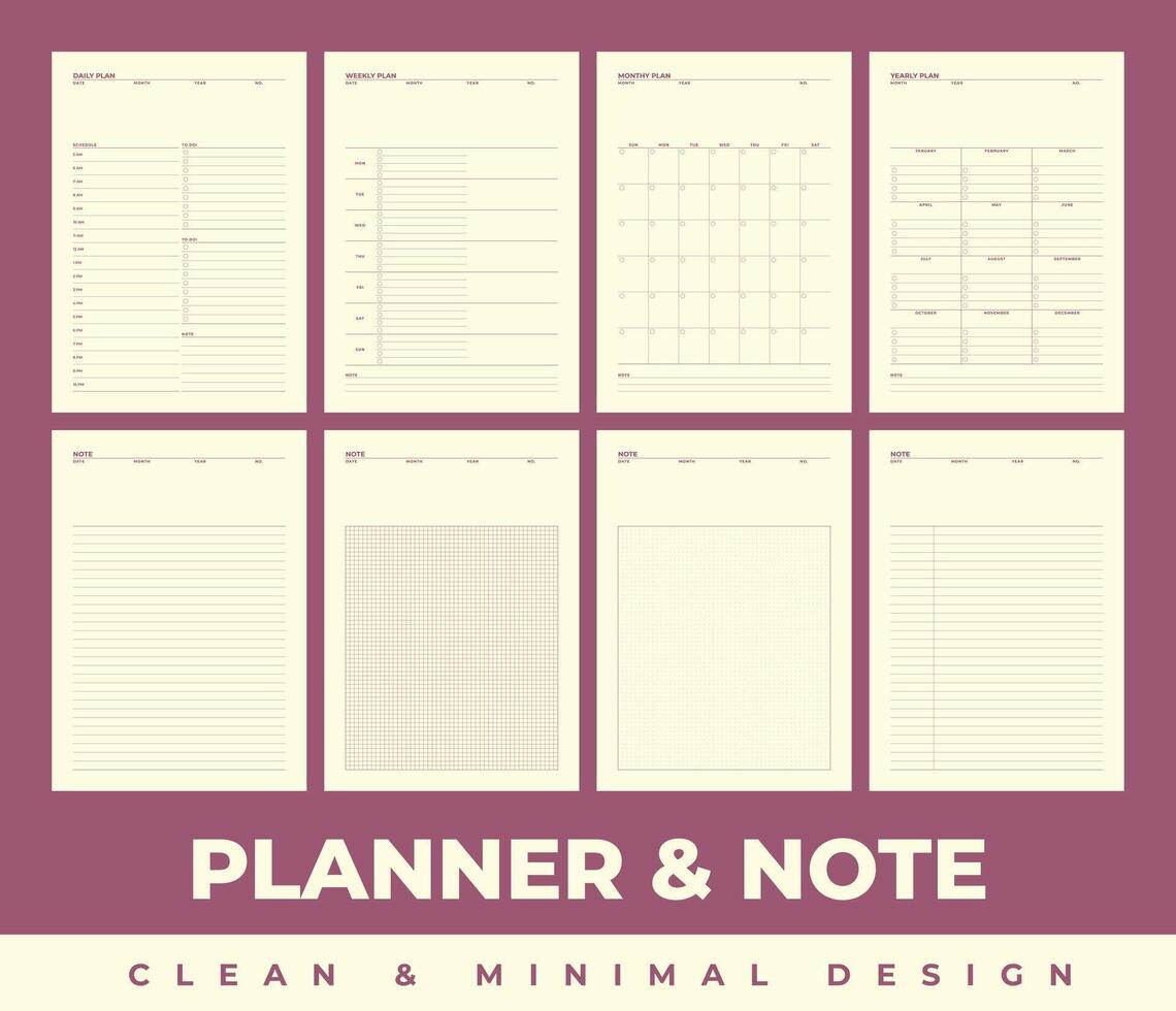 Simple planner note in clean and minimal design vector