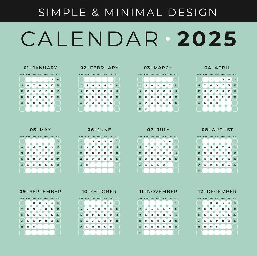 Simple and Minimal Calendar 2025 47011562 Vector Art at Vecteezy