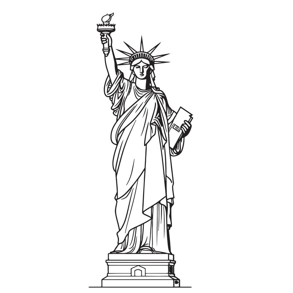 Hand drawn Liberty statue vector