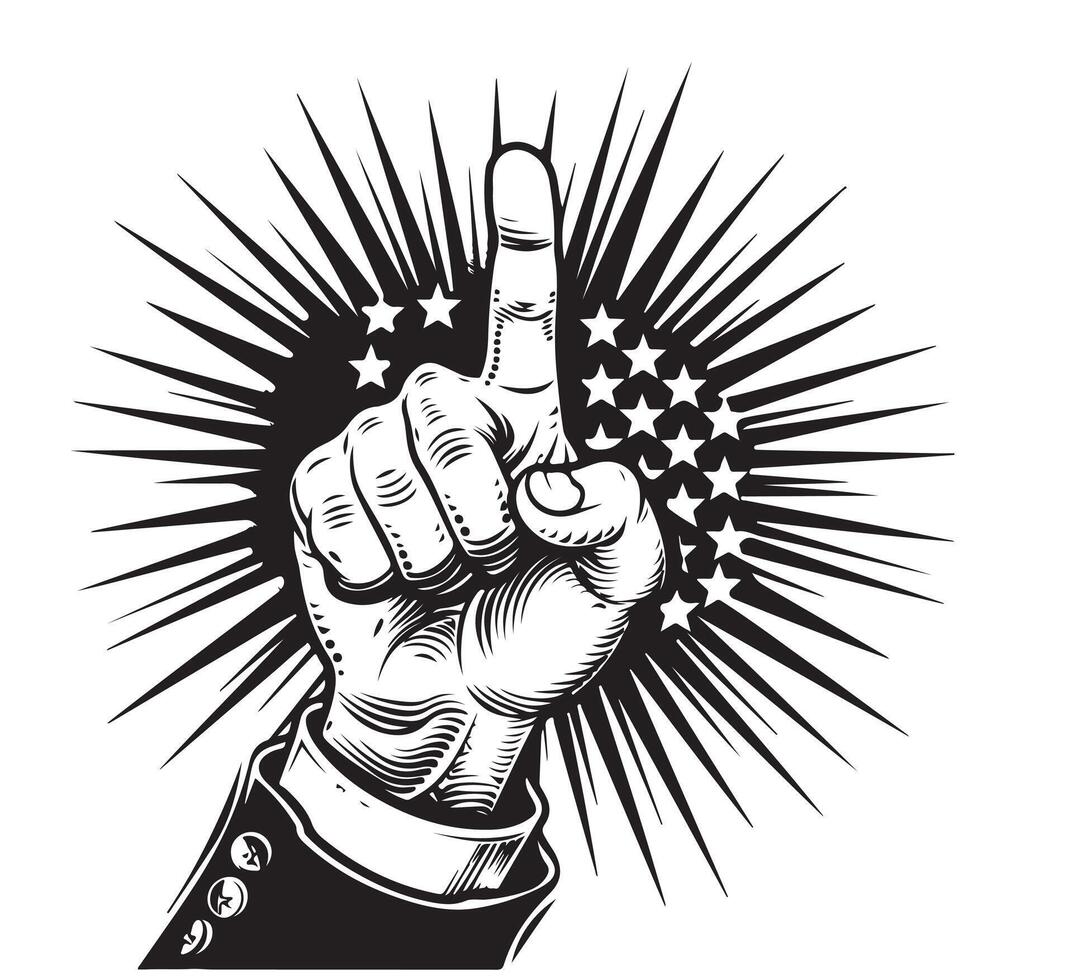 a hand with forefinger pointing in front. vector