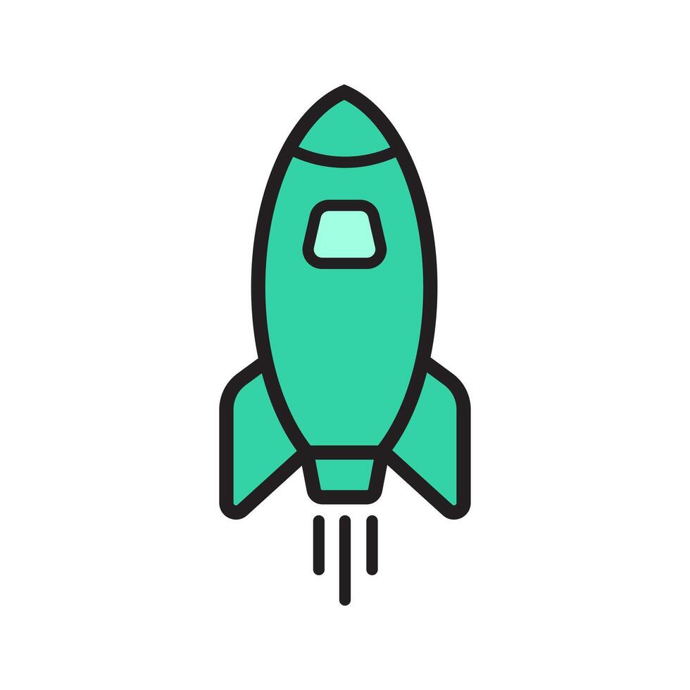 Cartoon fying rocket icon with color vector