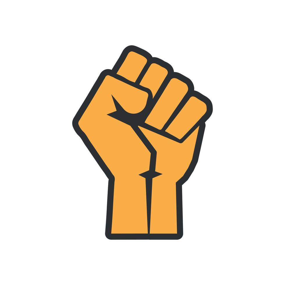 Revolution Hand with clenched fist illustration, Hand raised Proletarian Revolution, Freedom sign and protest symbol vector