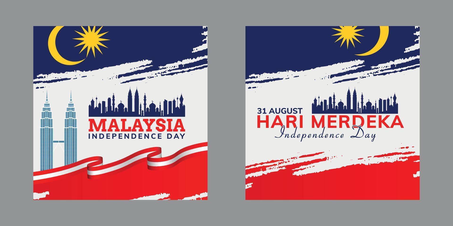 Hari Merdeka, Malaysia Independence Day template, suitable for banner, posters, greetings, social media, etc vector