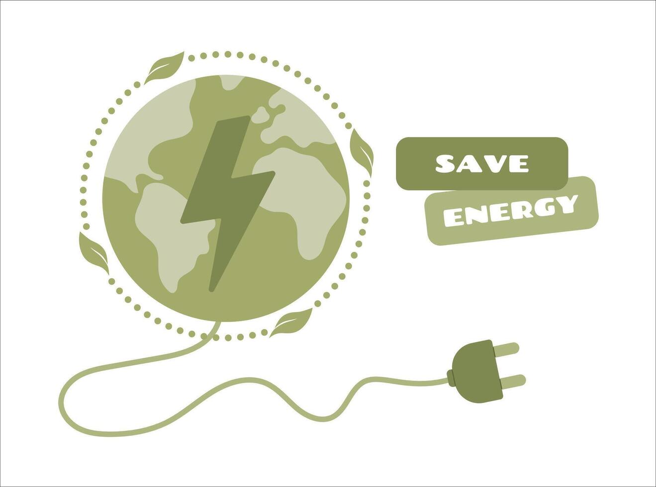 Save energy concept. Save the planet. Remove the plug from the socket. Energy icon vector