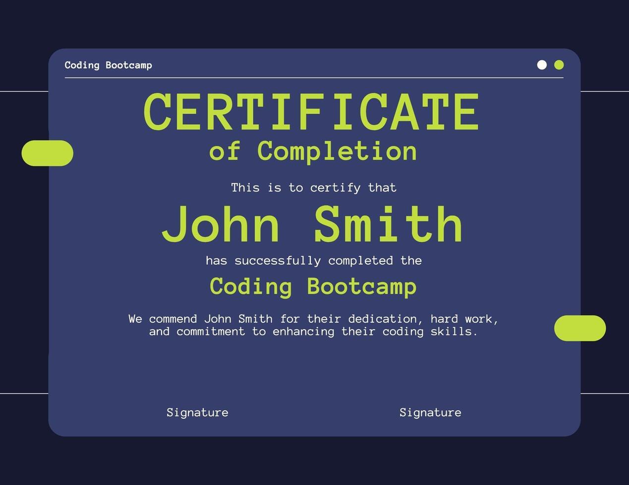 Certificate Coding Bootcamp Participate template