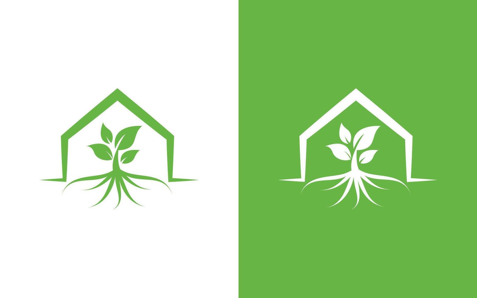 Minimalist Home and leaf logo template. Eco home logo. vector