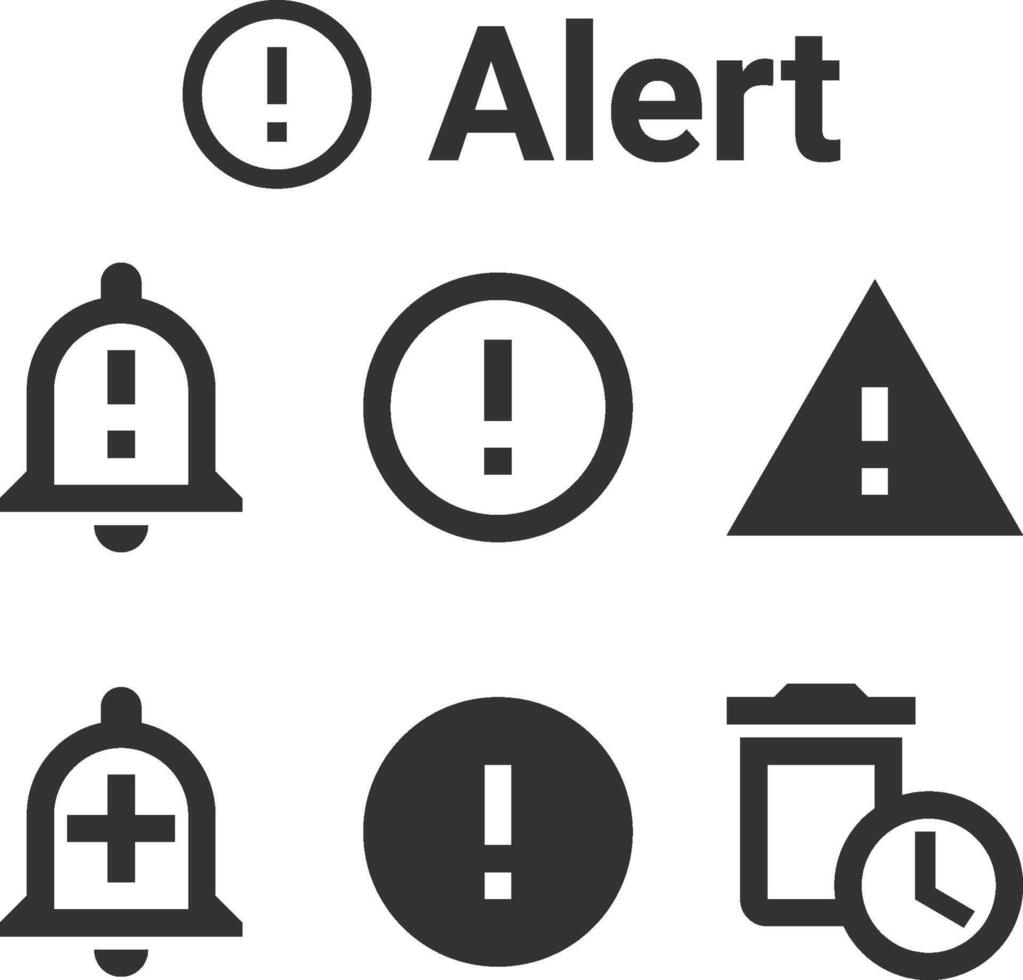 Exclamation mark icon. Important Attention signs. Caution symbol. Error symbols. Alert hazard icons. Black color. isolated sign. vector