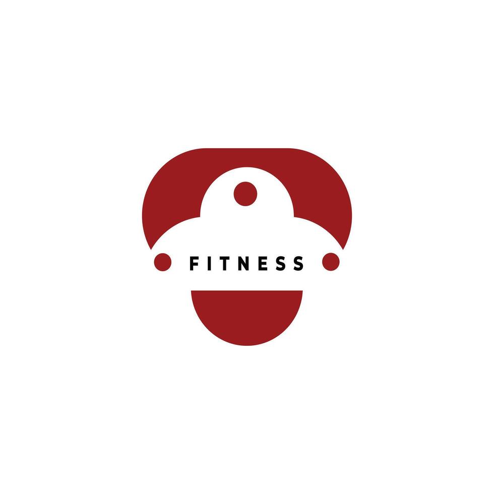 Modern minimalist gym logo with abstract Kettlebell combination, ideal for fitness centers that focus on strength. vector