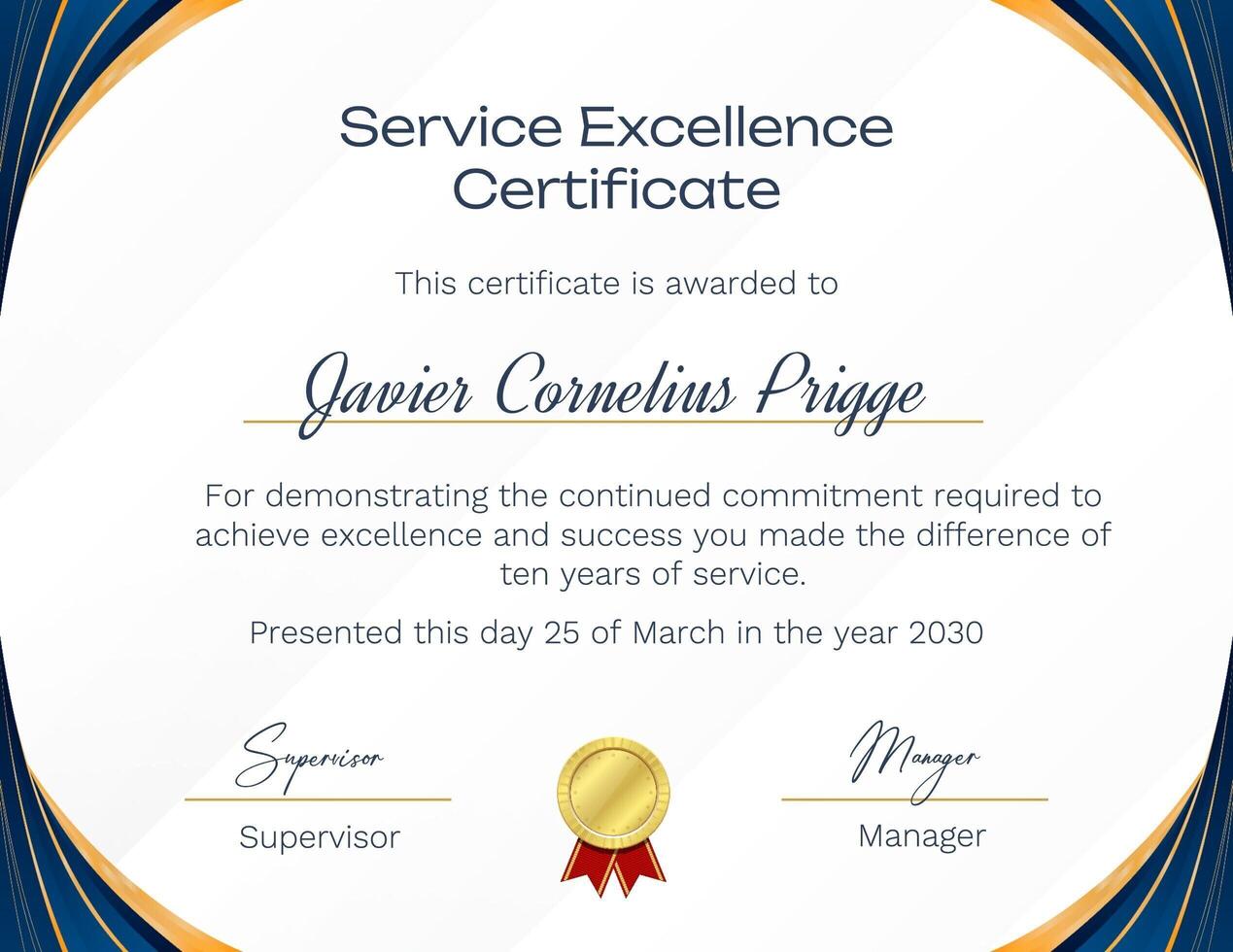Service Award Certificate template