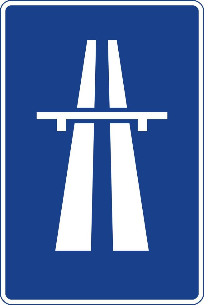Rectangular traffic signal in blue and white, isolated on white background. Motorway start sign vector