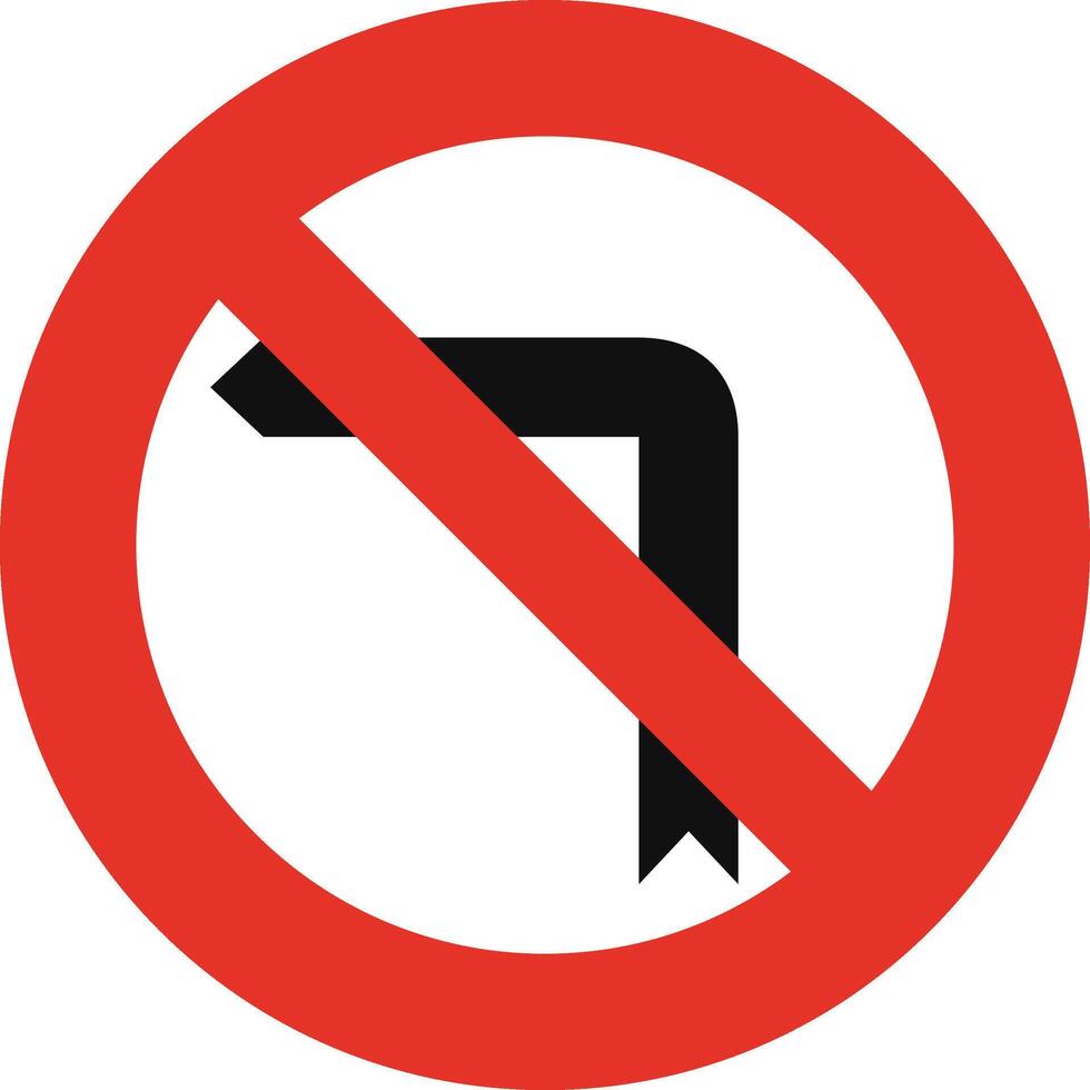 Rounded traffic signal in white and red, isolated on white background. Left turn prohibited vector