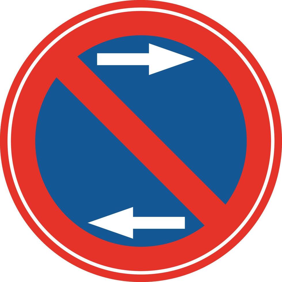 Rounded traffic signal in blue and red, isolated on white background. Parking prohibited on both sides vector