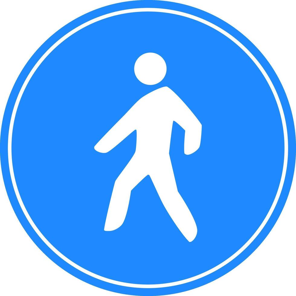 Rounded traffic signal in blue and white, isolated on white background. Compulsory road for pedestrians vector