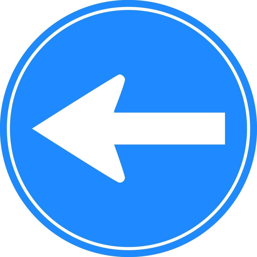 Rounded traffic signal in blue and white, isolated on white background. Compulsory turn left vector