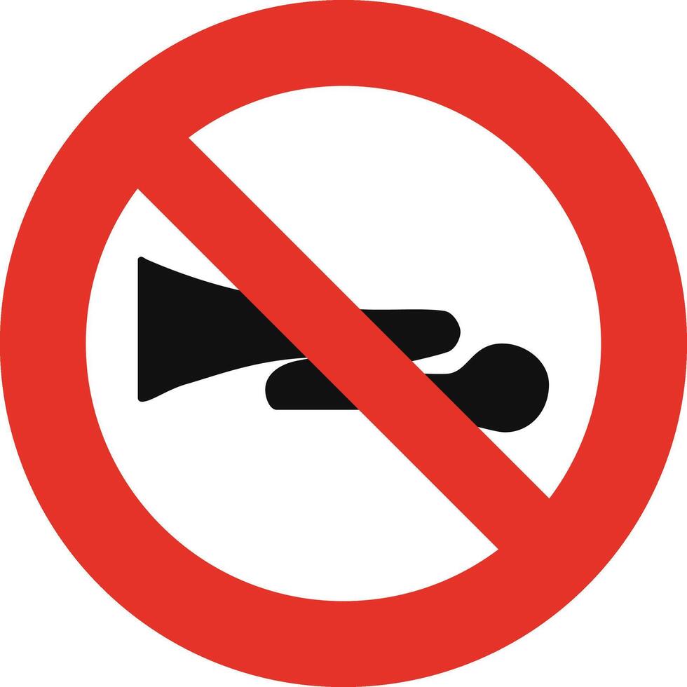 Rounded traffic signal in white and red, isolated on white background. Horns prohibited vector