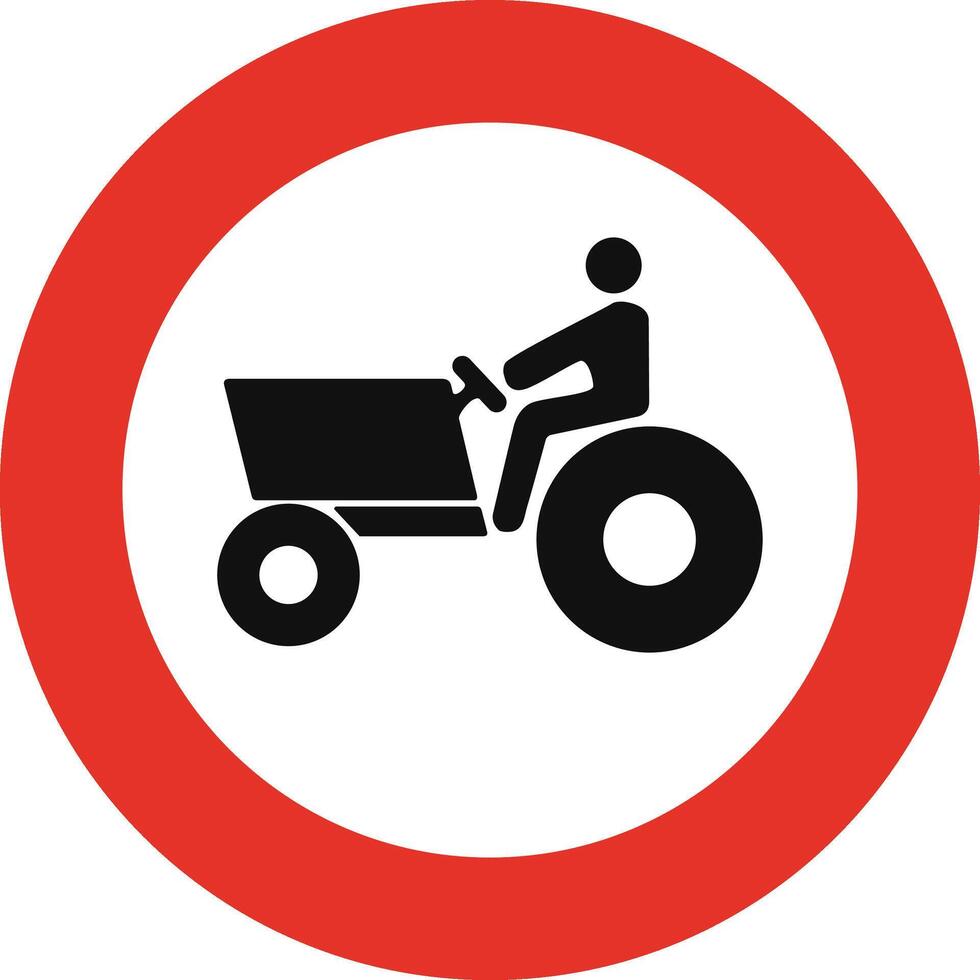Rounded traffic signal in white and red, isolated on white background. Entry prohibited for agricultural motor vehicles vector