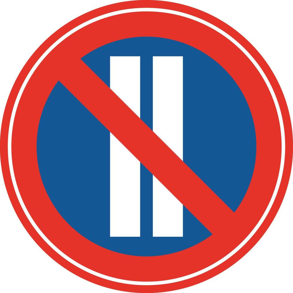 Rounded traffic signal in blue and red, isolated on white background. Parking prohibited on even days vector