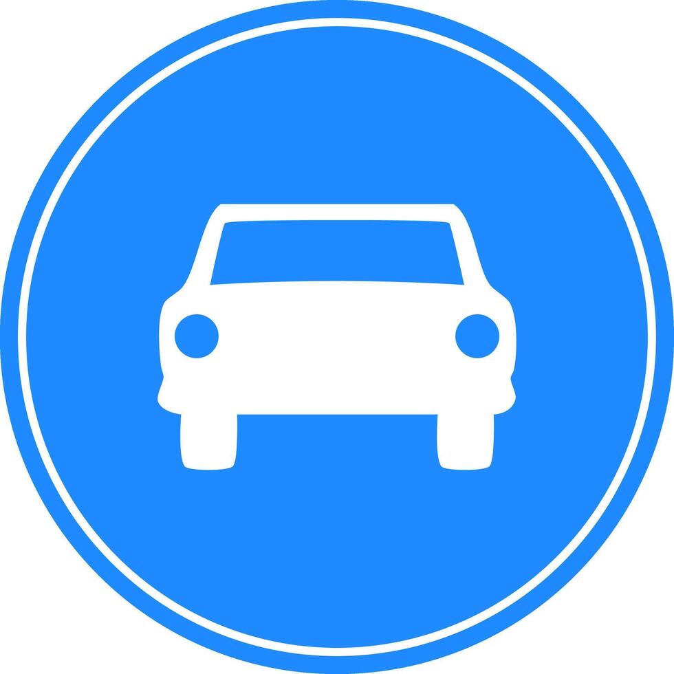 Rounded traffic signal in blue and white, isolated on white background. Compulsory road for cars vector