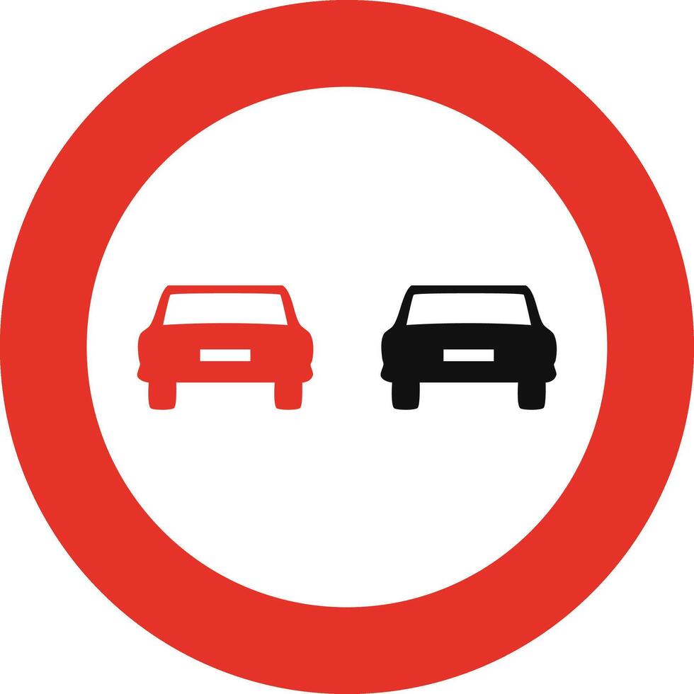 Rounded traffic signal in white and red, isolated on white background. Overtaking prohibited vector