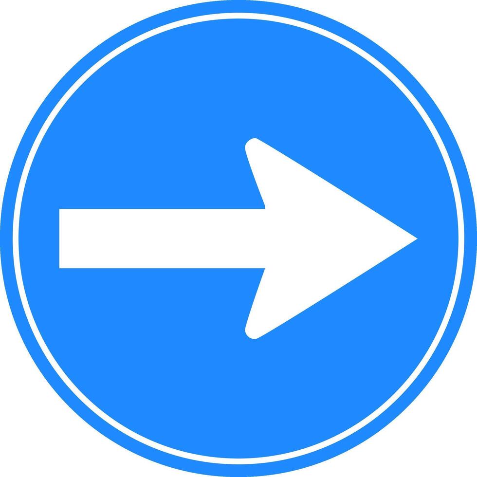 Rounded traffic signal in blue and white, isolated on white background. Compulsory turn right vector