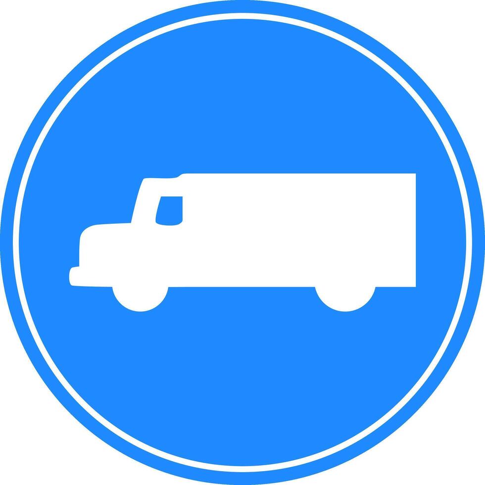 Rounded traffic signal in blue and white, isolated on white background. Compulsory road for trucks vector