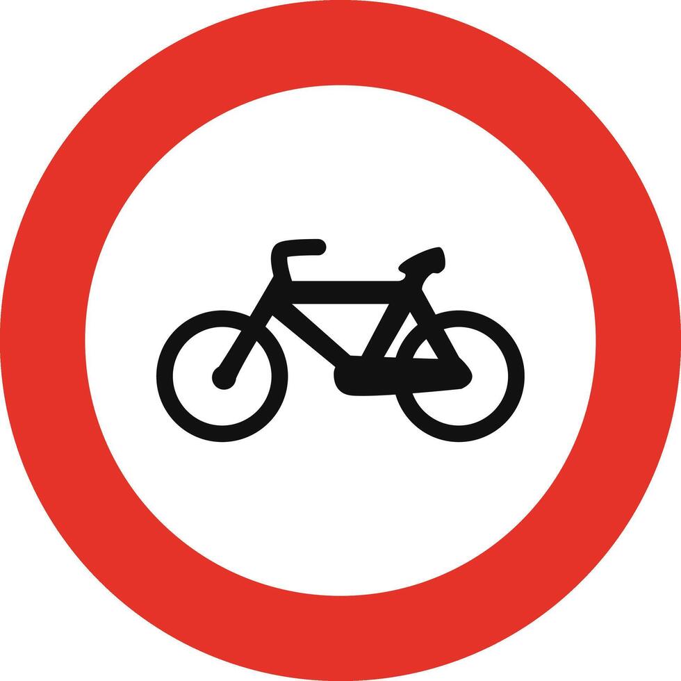Rounded traffic signal in white and red, isolated on white background. Entry prohibited for cycles vector