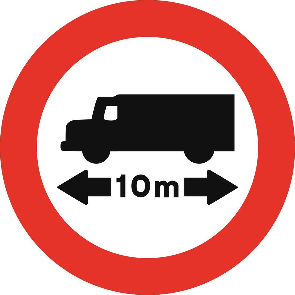 Rounded traffic signal in white and red, isolated on white background. Entry prohibited for vehicles with higher length than indicated vector