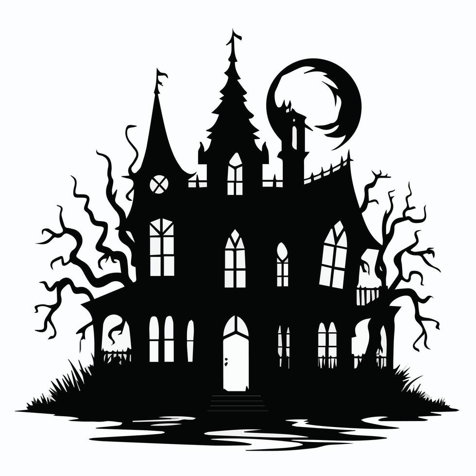 Horror House art Silhouette vector