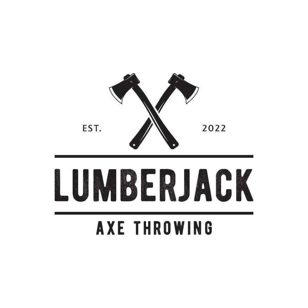 Retro vintage ax logo template design.Logo for business, adventurer, camping badge. vector