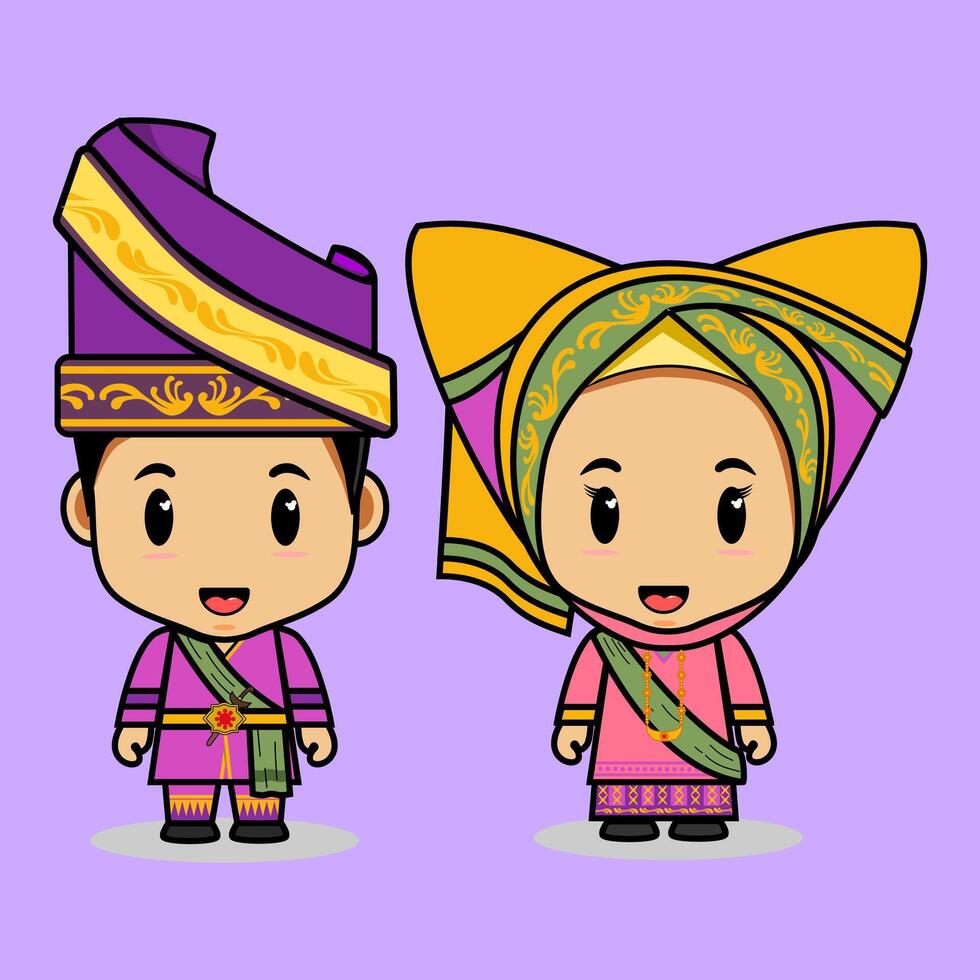West Sumatran traditional clothes for weddings or traditional events, from Indonesia vector