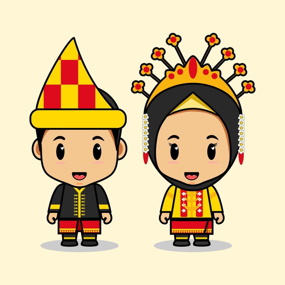 Acehnese traditional clothes for weddings and formal events, from Indonesia vector