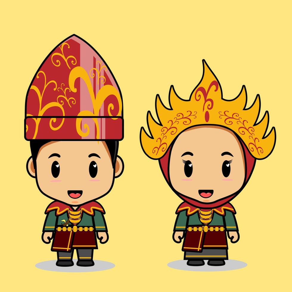 Palembang traditional clothes, , suitable for mascots, websites, wedding characters, from Indonesia vector