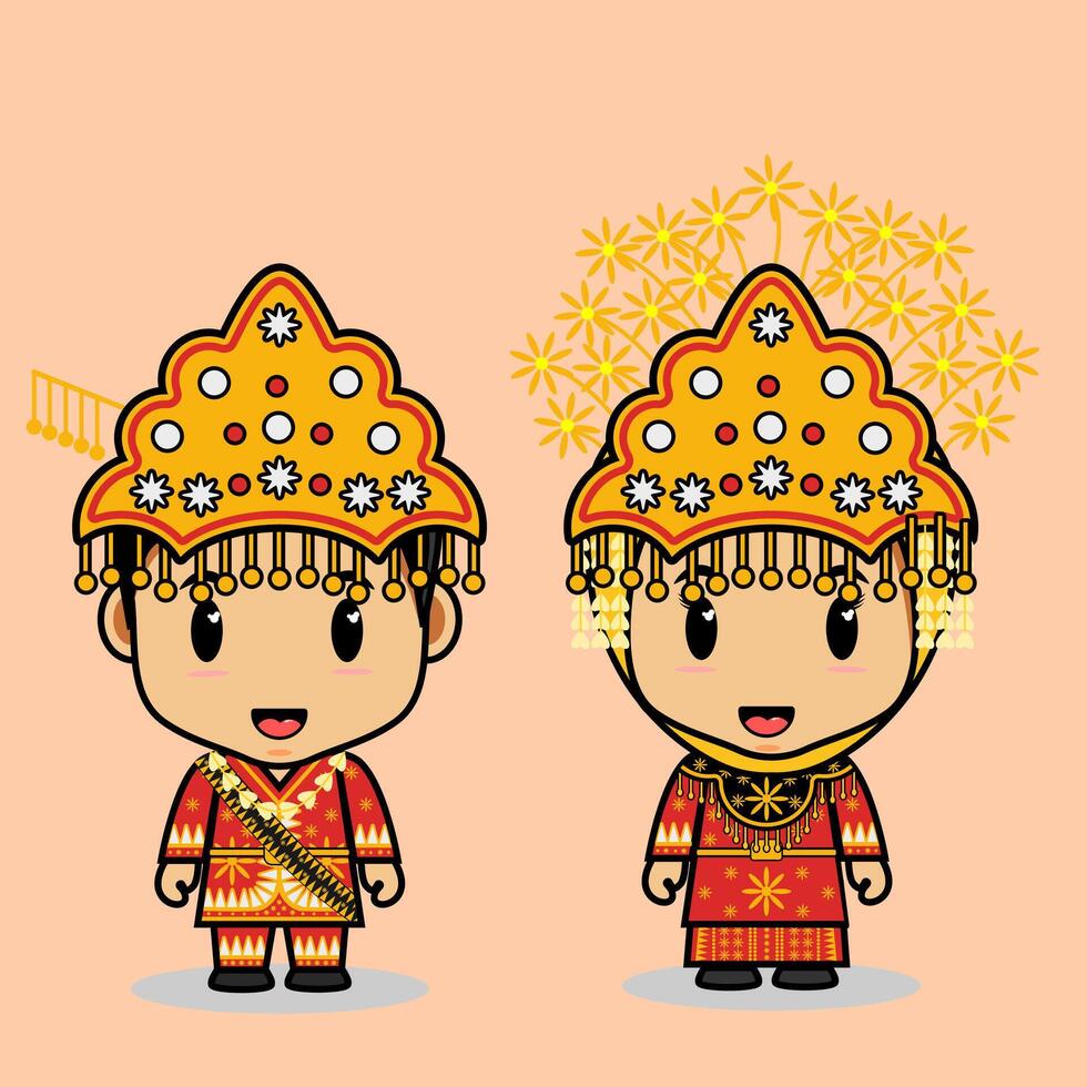 Pangkal Pinang traditional clothes, , suitable for mascots, websites, wedding characters, from Indonesia vector