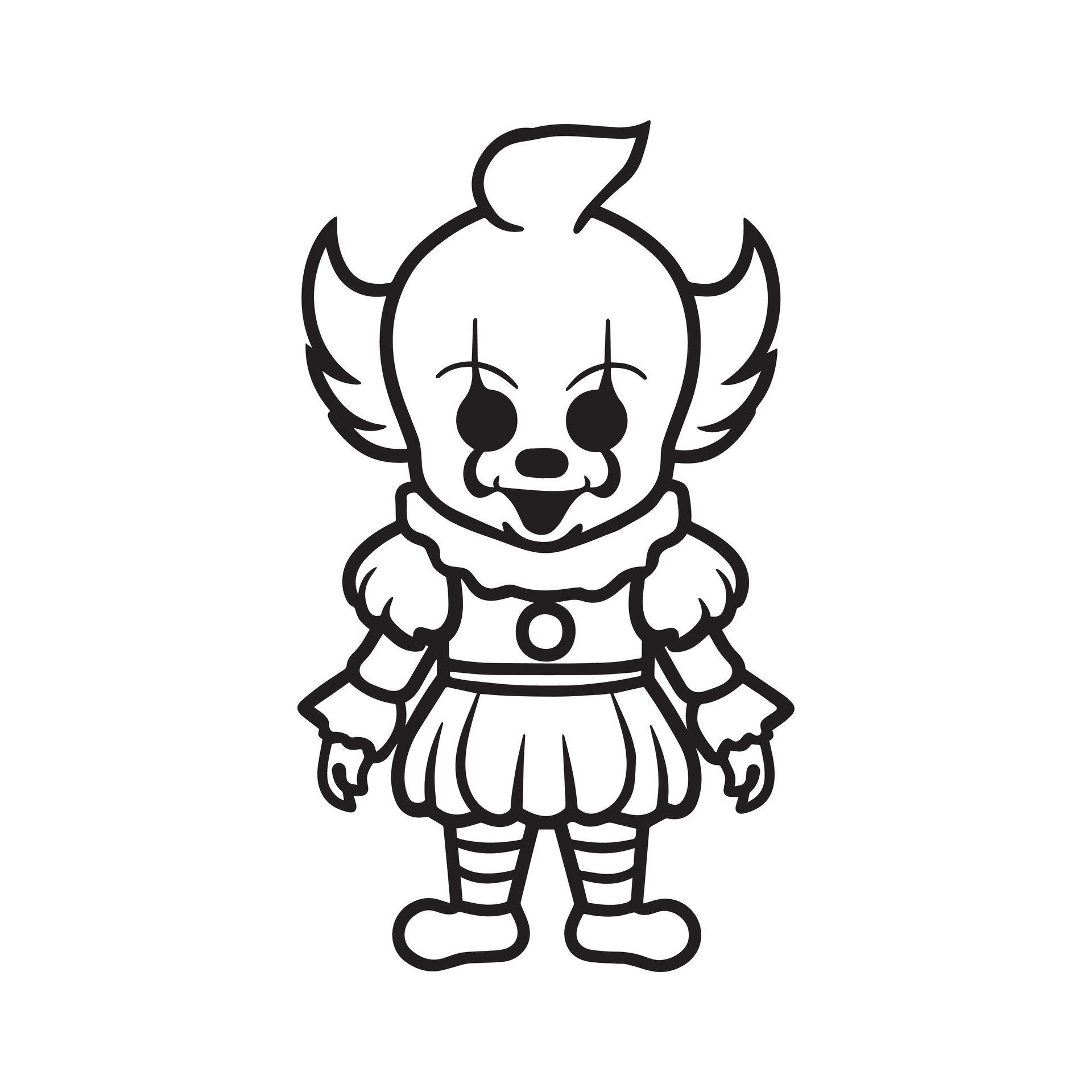 cute horror baby - Halloween Clipart illustration in black and white