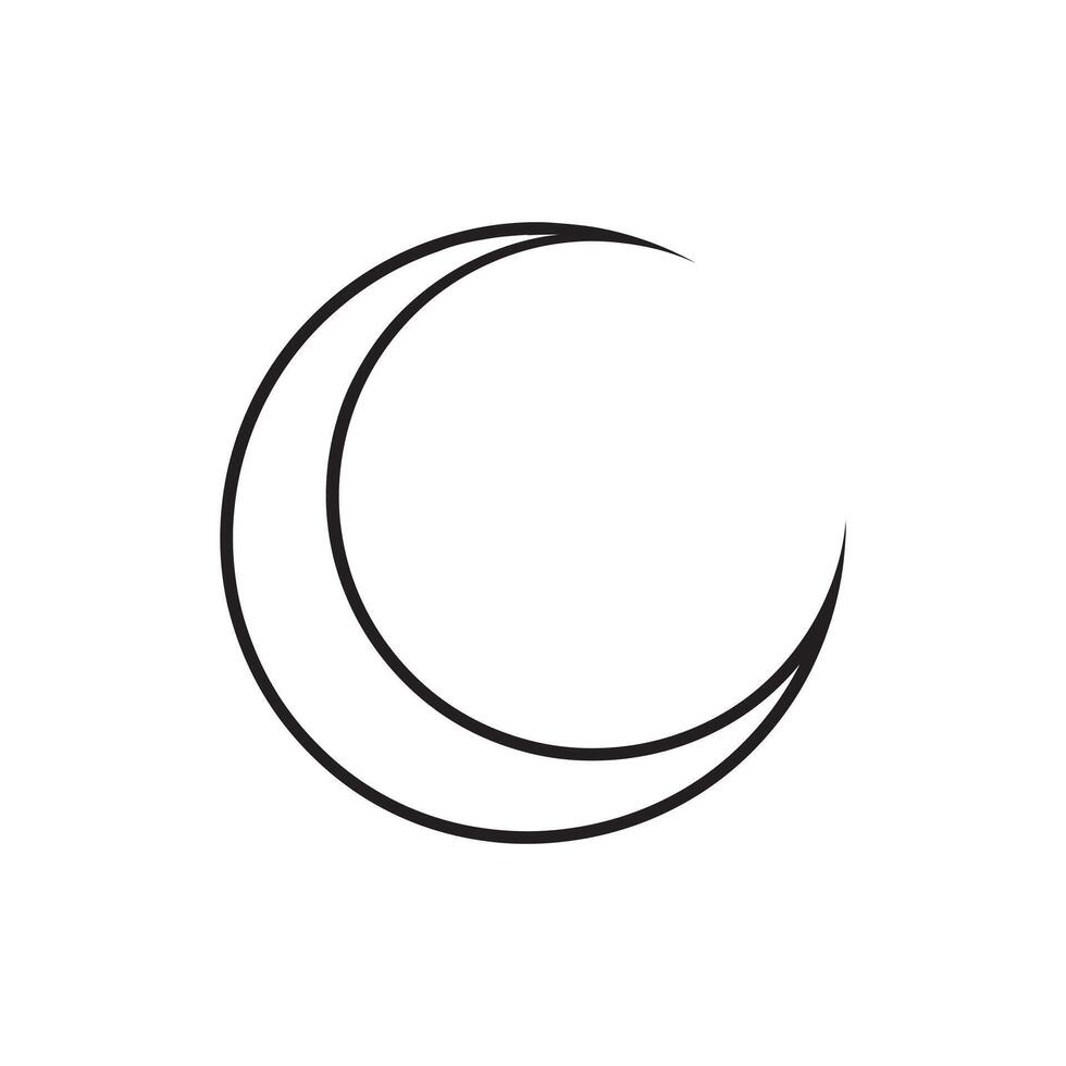 Crescent moon outline design, Outer Space clipart illustration in black and white vector