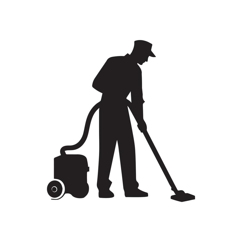 A cleaner silhouette, Janitor Clipart Logo illustration vector
